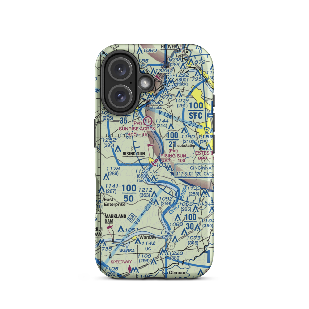 Rising Sun Seaplane Base (67IN) VFR Sectional  Tough iPhone Case iPhone 16 model shown
