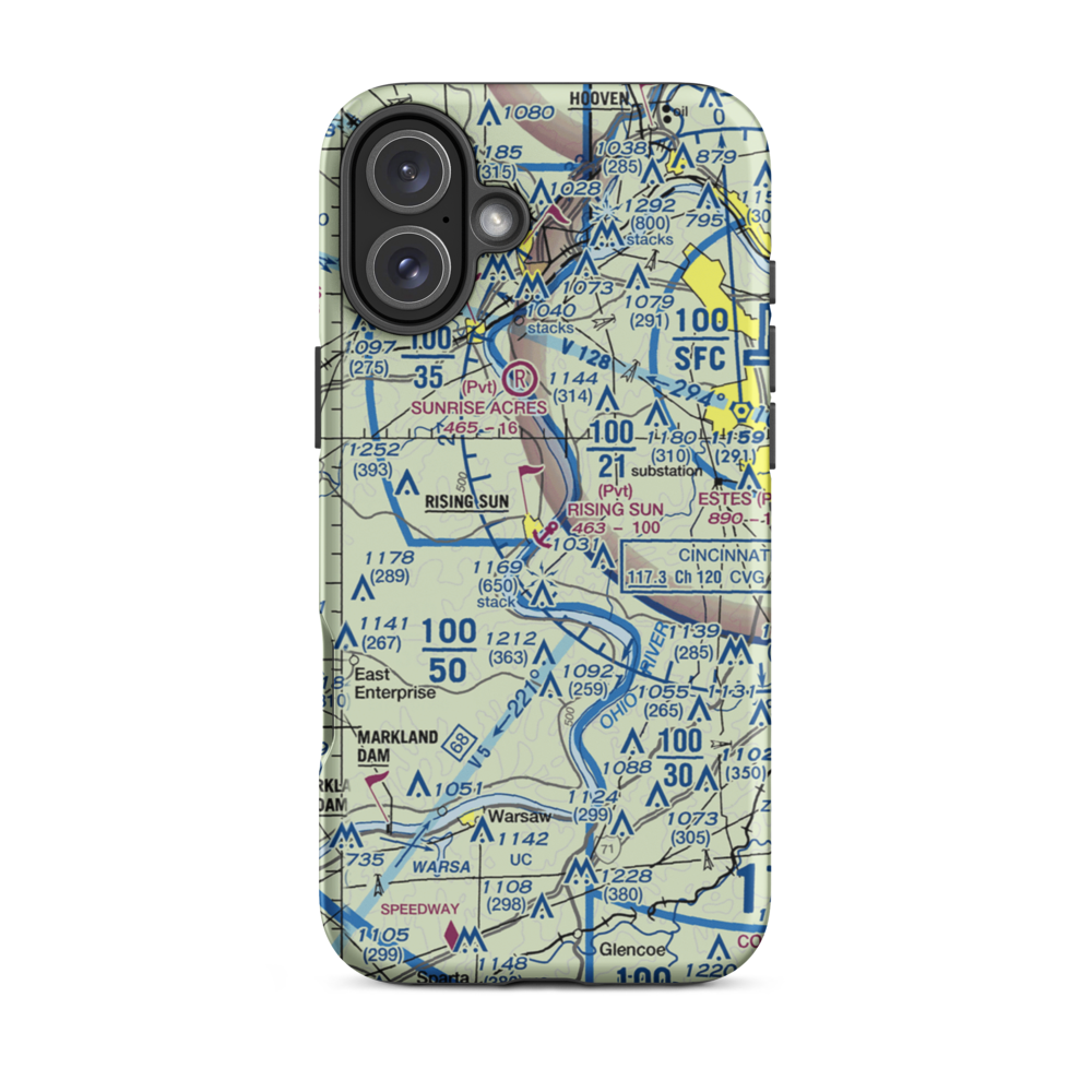 Rising Sun Seaplane Base (67IN) VFR Sectional  Tough iPhone Case iPhone 16 Plus model shown