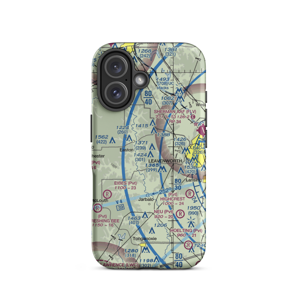 Risky Airport (1KS2) VFR Sectional  Tough iPhone Case iPhone 16 model shown