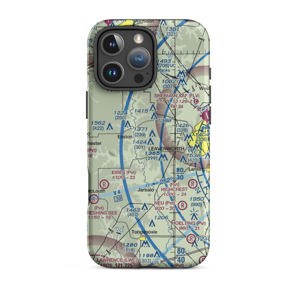 Risky Airport (1KS2) VFR Sectional  Tough iPhone Case iPhone 16 Pro Max model shown