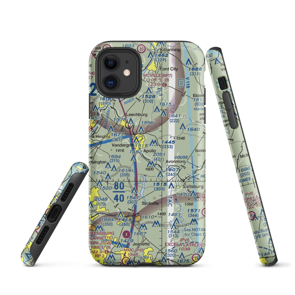 River Hill Aviation Airport (PN46) VFR Sectional  Tough iPhone Case iPhone 11 model shown