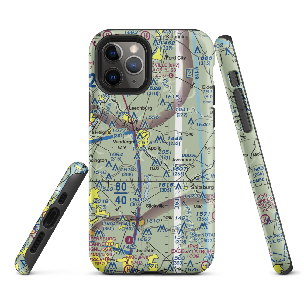 River Hill Aviation Airport (PN46) VFR Sectional  Tough iPhone Case iPhone 11 Pro model shown