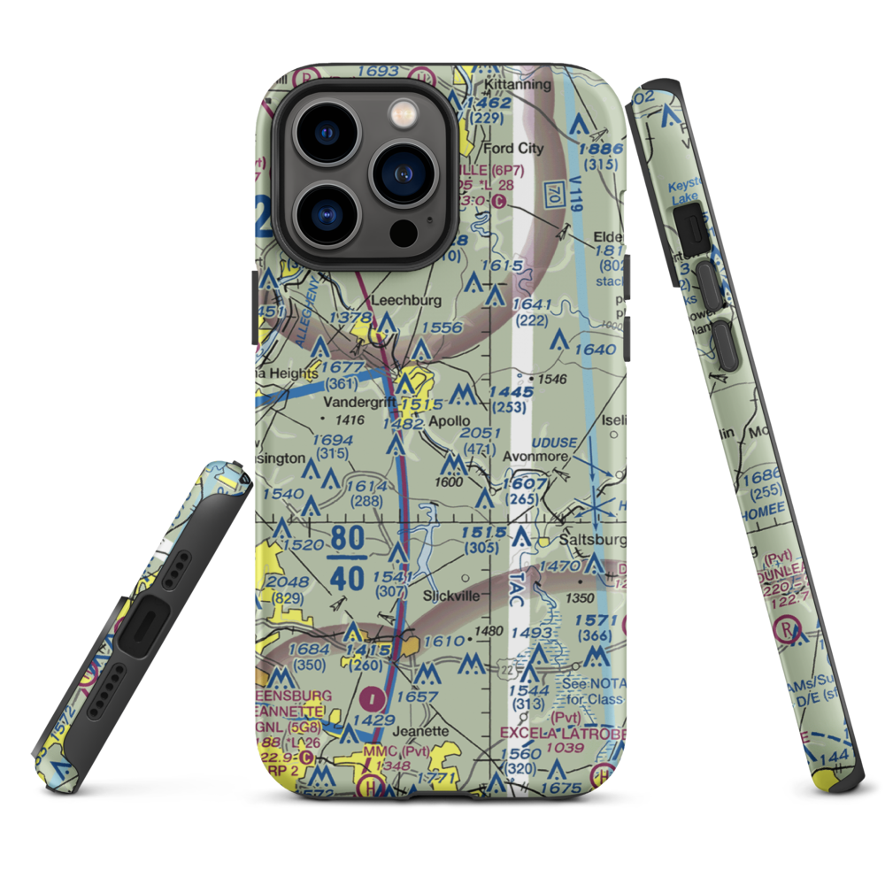 River Hill Aviation Airport (PN46) VFR Sectional  Tough iPhone Case iPhone 13 Pro Max model shown