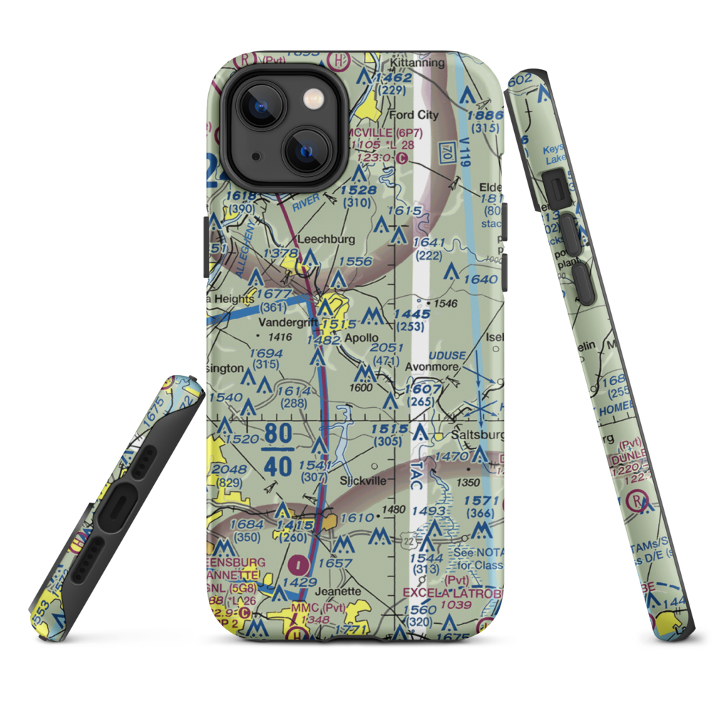 River Hill Aviation Airport (PN46) VFR Sectional  Tough iPhone Case iPhone 14 Plus model shown