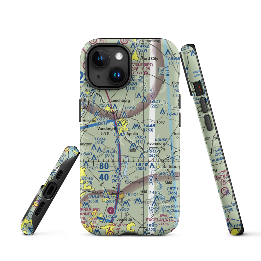 River Hill Aviation Airport (PN46) VFR Sectional  Tough iPhone Case iPhone 15 model shown
