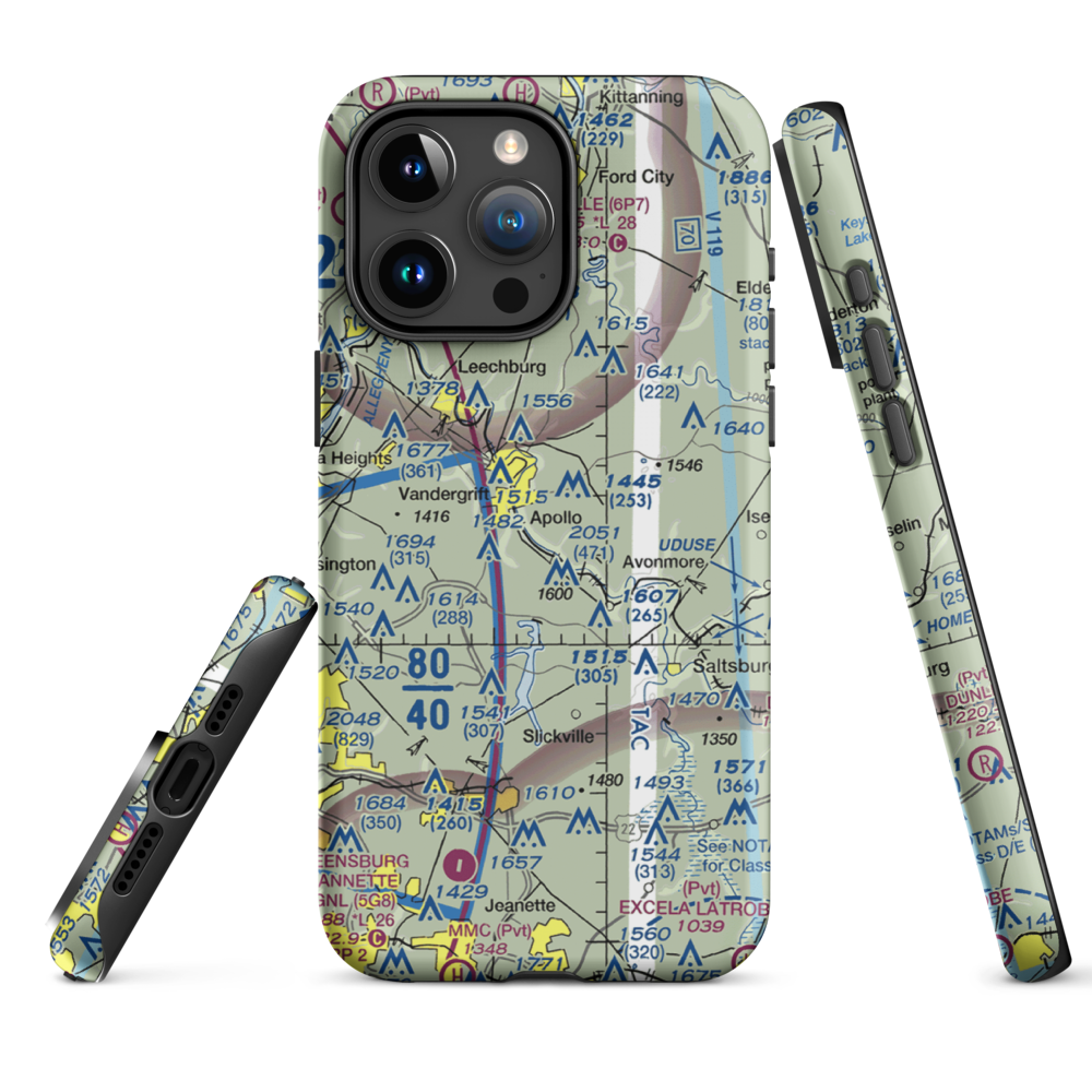 River Hill Aviation Airport (PN46) VFR Sectional  Tough iPhone Case iPhone 15 Pro Max model shown