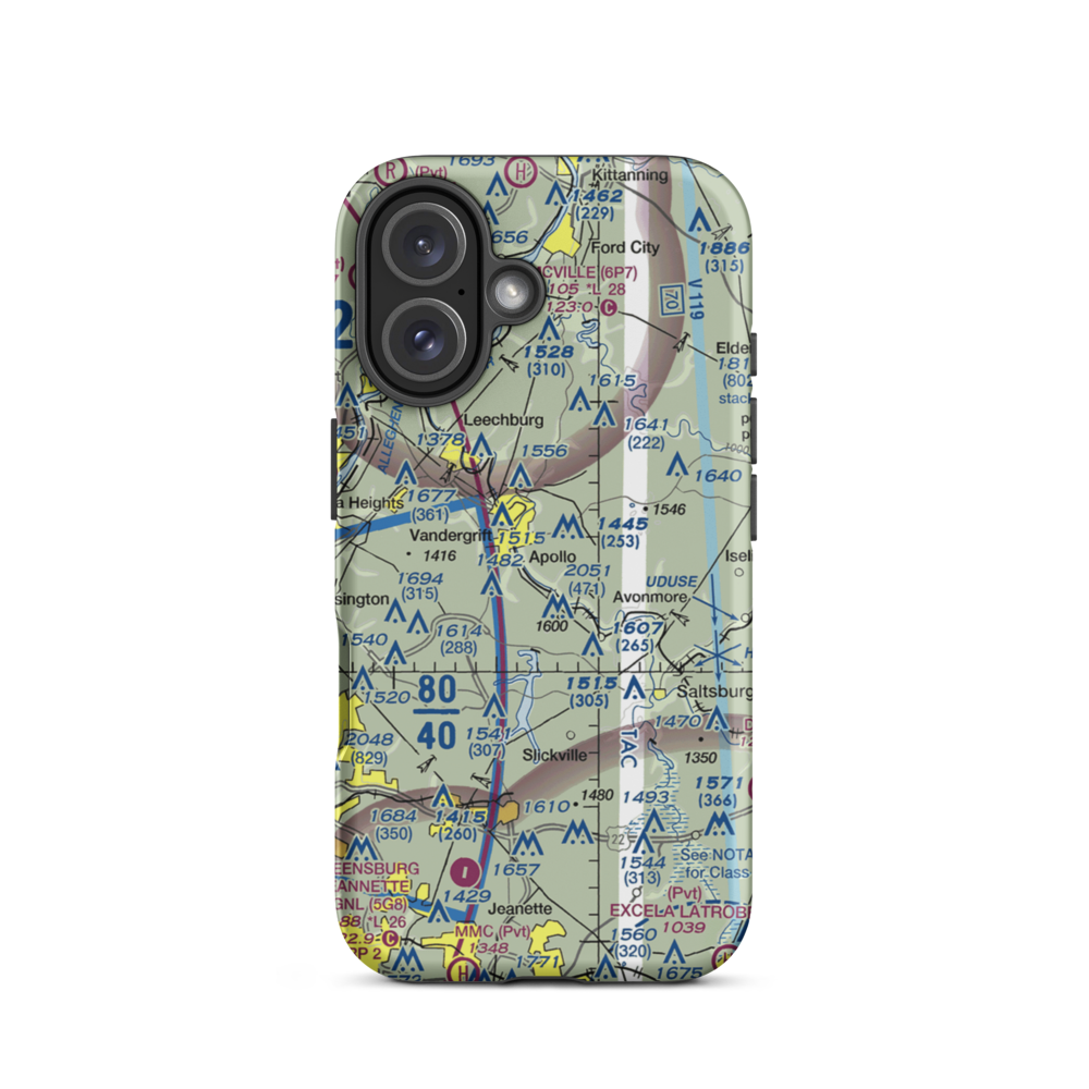 River Hill Aviation Airport (PN46) VFR Sectional  Tough iPhone Case iPhone 16 model shown