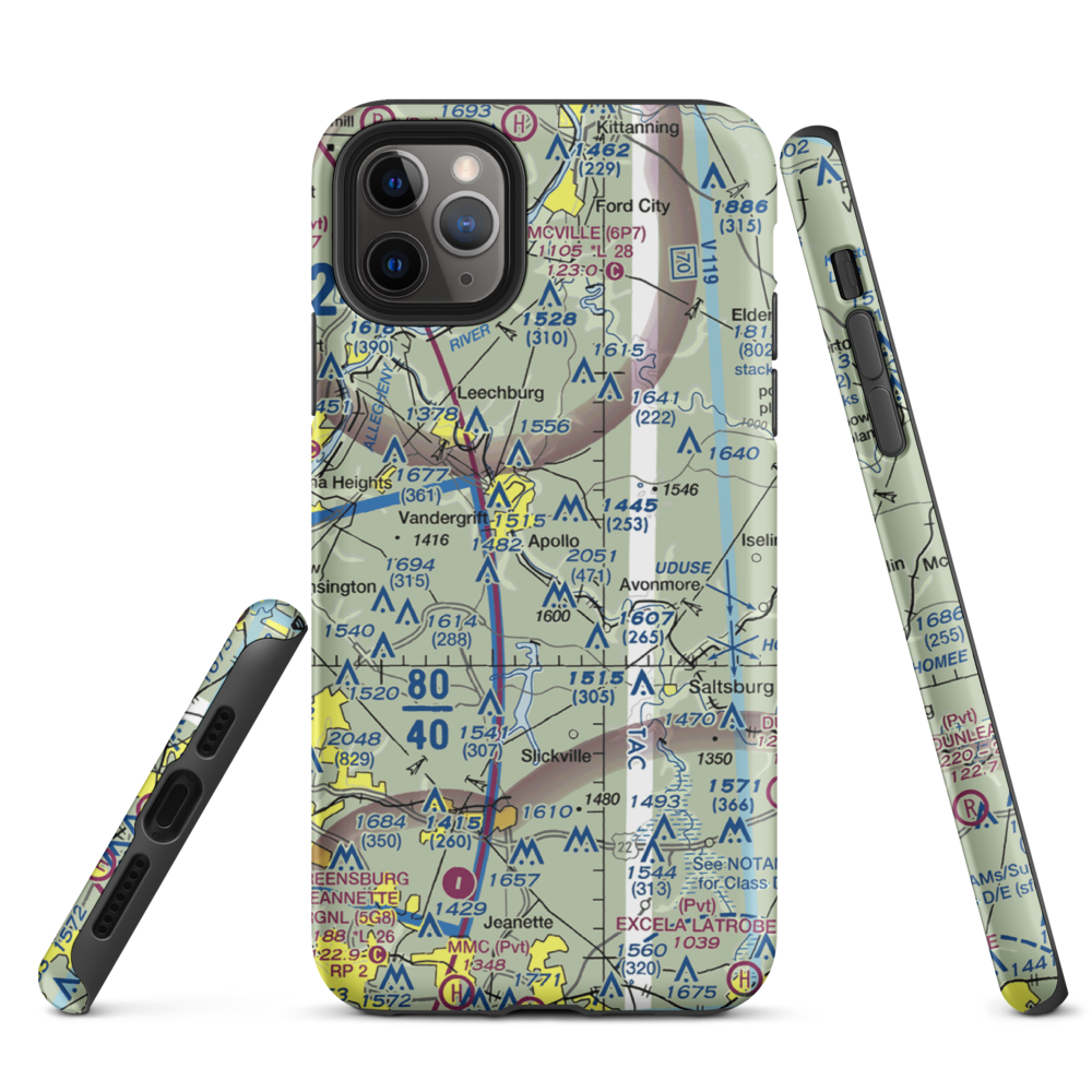 River Hill Aviation Airport (PN46) VFR Sectional  Tough iPhone Case iPhone 11 Pro Max model shown