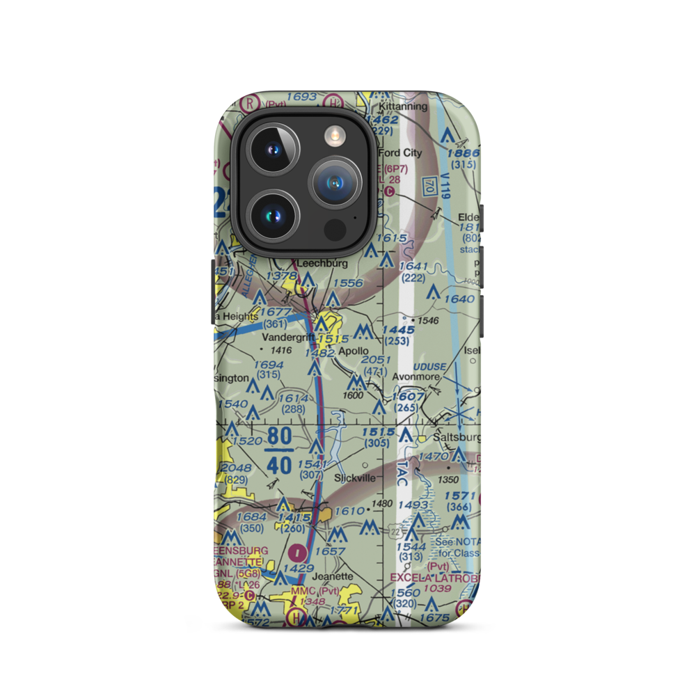 River Hill Aviation Airport (PN46) VFR Sectional  Tough iPhone Case iPhone 16 Pro model shown