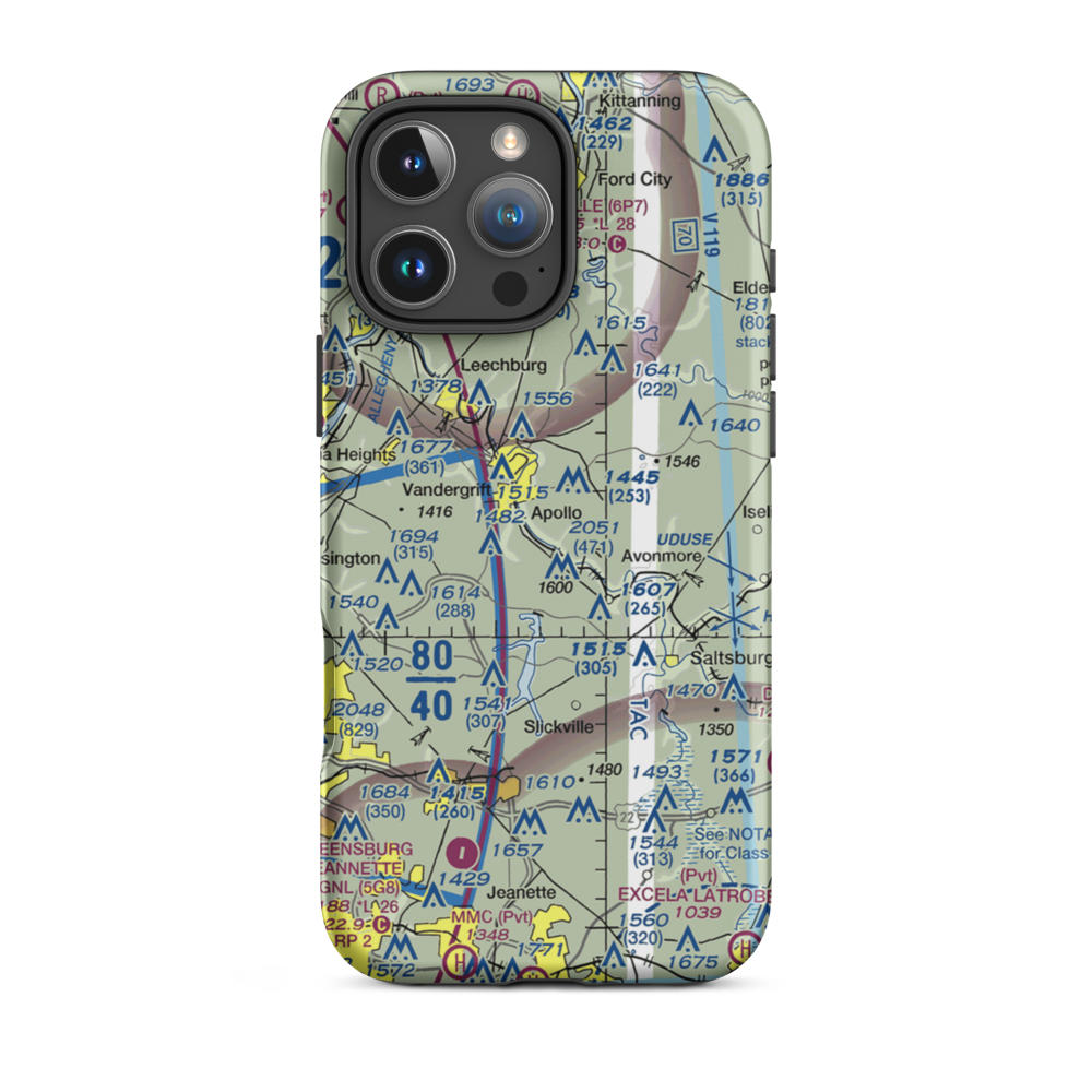River Hill Aviation Airport (PN46) VFR Sectional  Tough iPhone Case iPhone 16 Pro Max model shown