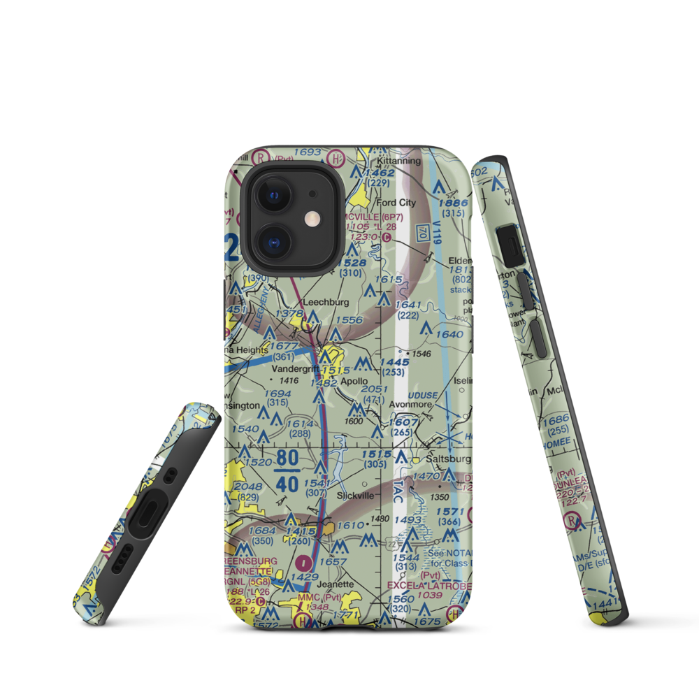 River Hill Aviation Airport (PN46) VFR Sectional  Tough iPhone Case iPhone 12 mini model shown