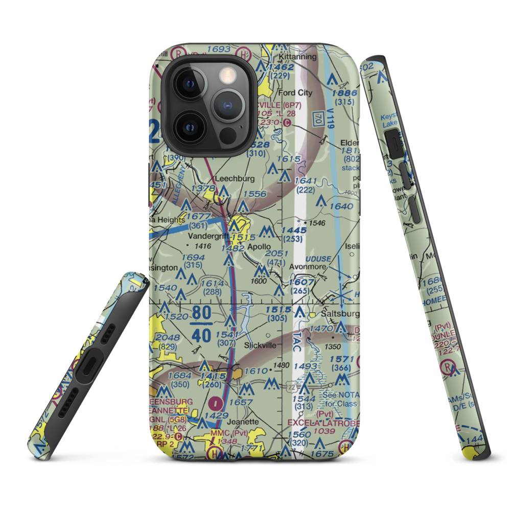 River Hill Aviation Airport (PN46) VFR Sectional  Tough iPhone Case iPhone 12 Pro Max model shown