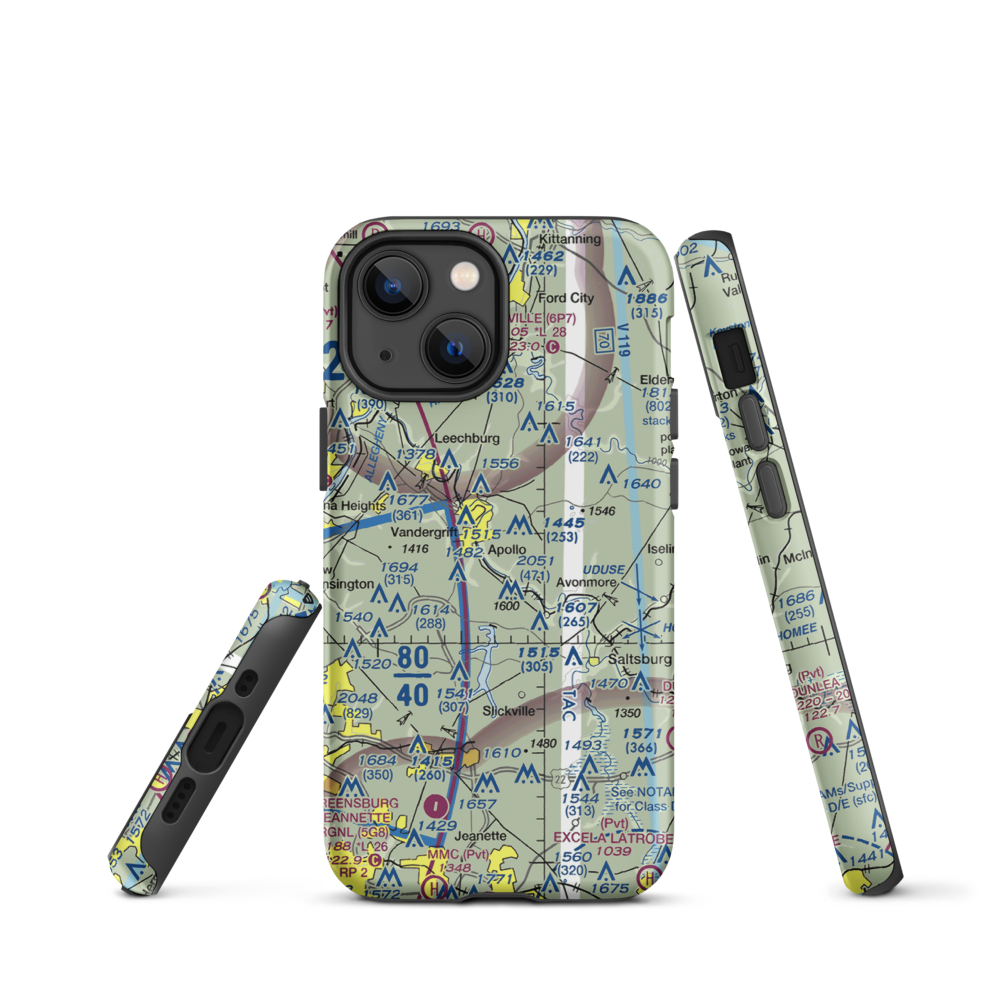 River Hill Aviation Airport (PN46) VFR Sectional  Tough iPhone Case iPhone 13 mini model shown