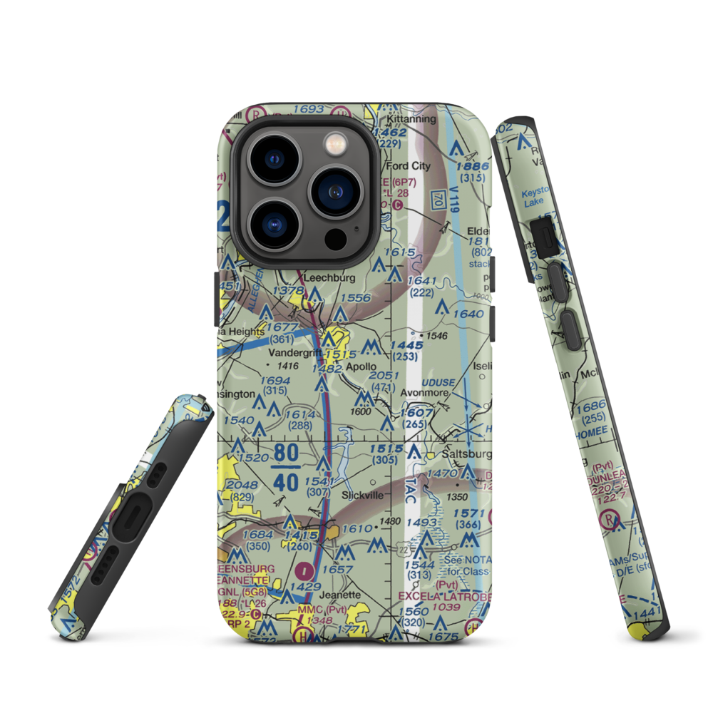 River Hill Aviation Airport (PN46) VFR Sectional  Tough iPhone Case iPhone 13 Pro model shown