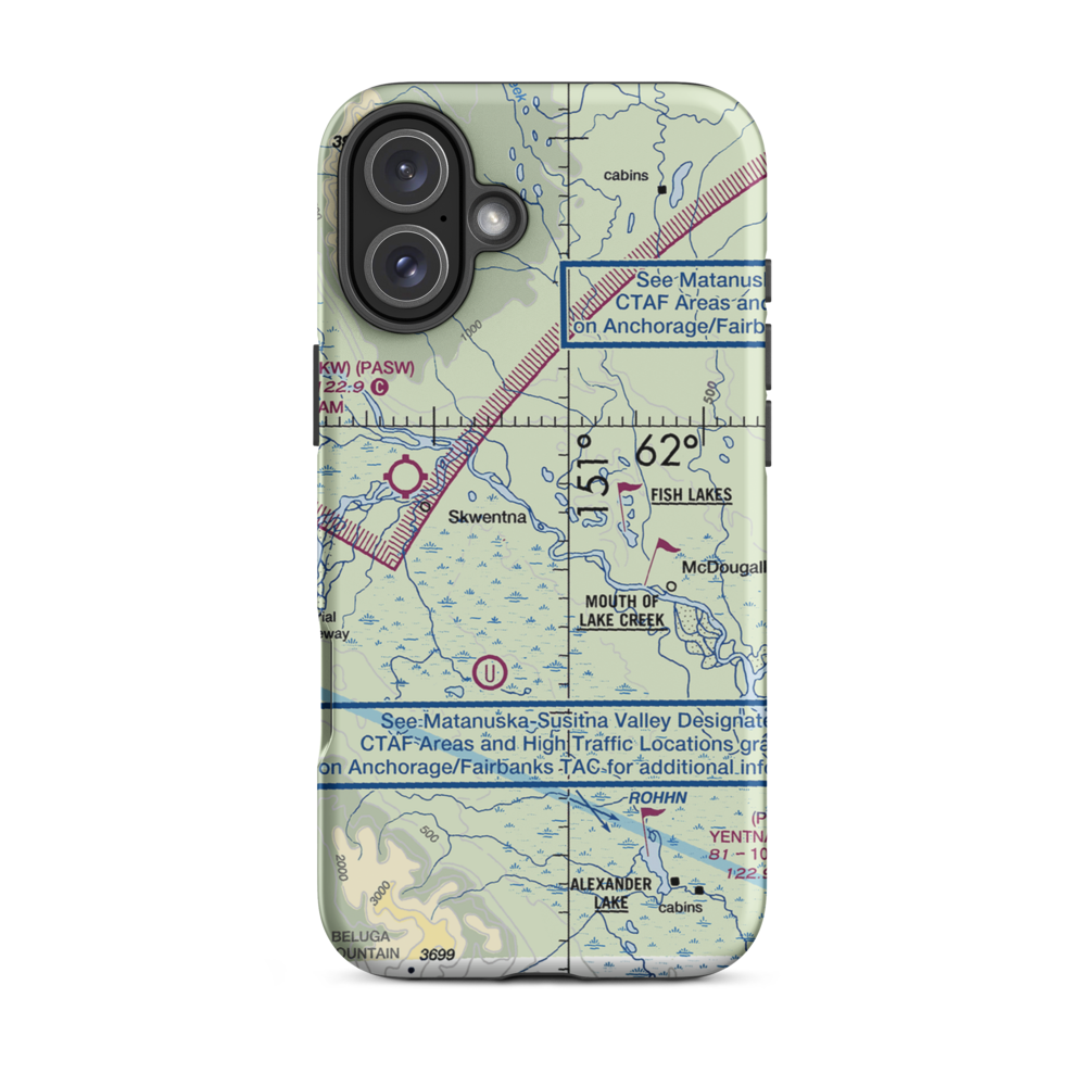 River John Airport (3AK9) VFR Sectional  Tough iPhone Case iPhone 16 Plus model shown