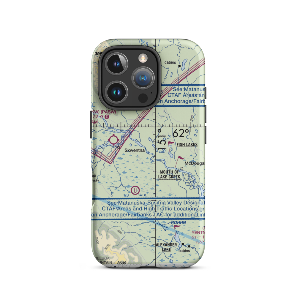 River John Airport (3AK9) VFR Sectional  Tough iPhone Case iPhone 16 Pro model shown