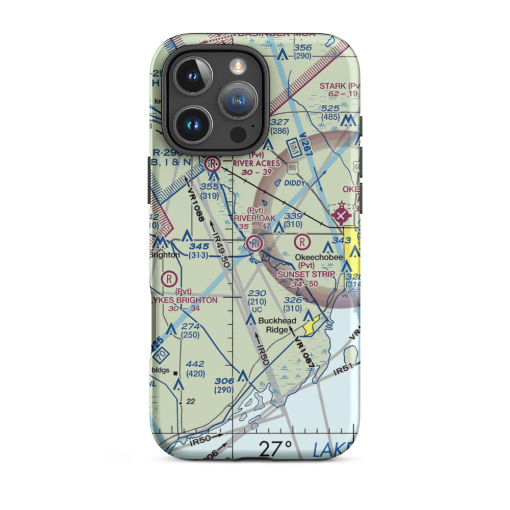 River Oak Airport (00FL) VFR Sectional  Tough iPhone Case iPhone 16 Pro Max model shown