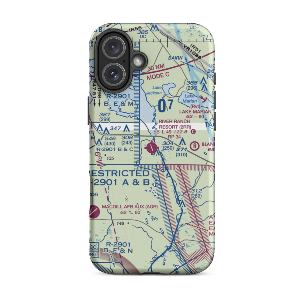 River Ranch Resort Airport (2RR) VFR Sectional  Tough iPhone Case iPhone 16 Plus model shown