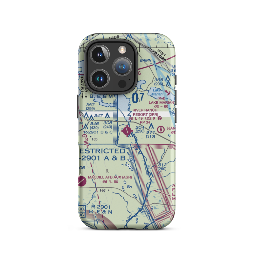 River Ranch Resort Airport (2RR) VFR Sectional  Tough iPhone Case iPhone 16 Pro model shown