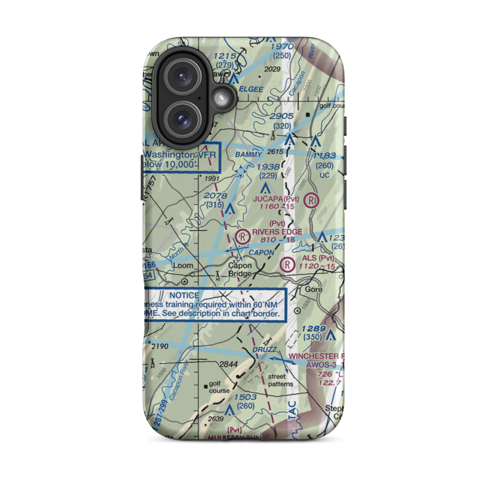 River's Edge Farm Airport (38WV) VFR Sectional  Tough iPhone Case iPhone 16 Plus model shown