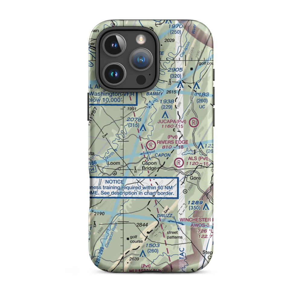 River's Edge Farm Airport (38WV) VFR Sectional  Tough iPhone Case iPhone 16 Pro Max model shown