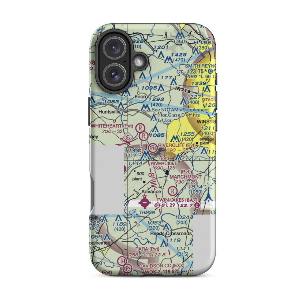 Rivercliff Airport (NC32) VFR Sectional  Tough iPhone Case iPhone 16 Plus model shown