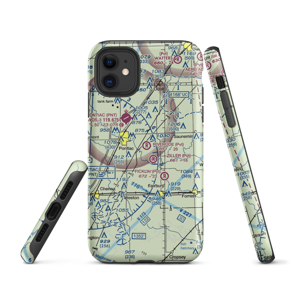 Riverode Farms Airport (71LL) VFR Sectional  Tough iPhone Case iPhone 11 model shown