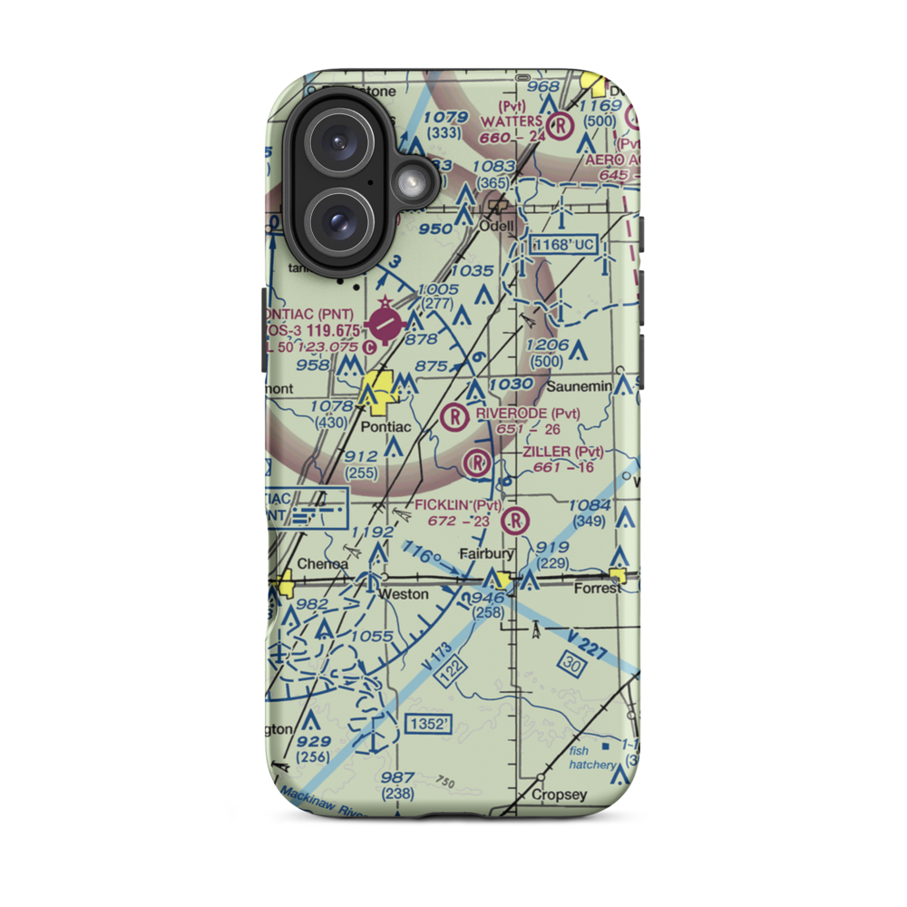 Riverode Farms Airport (71LL) VFR Sectional  Tough iPhone Case iPhone 16 Plus model shown
