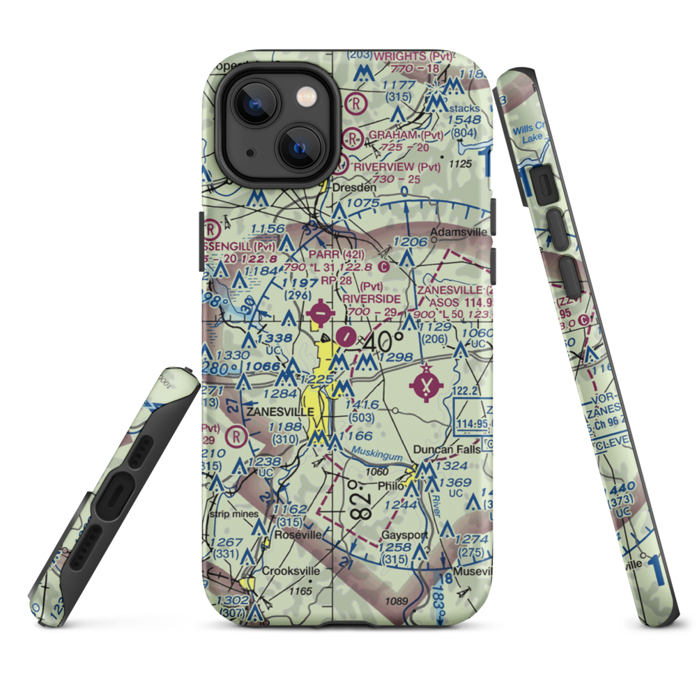 Riverside Airport (OH36) VFR Sectional  Tough iPhone Case iPhone 14 Plus model shown