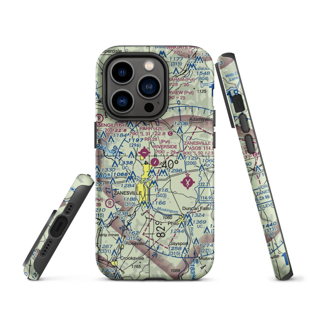 Riverside Airport (OH36) VFR Sectional  Tough iPhone Case iPhone 14 Pro model shown
