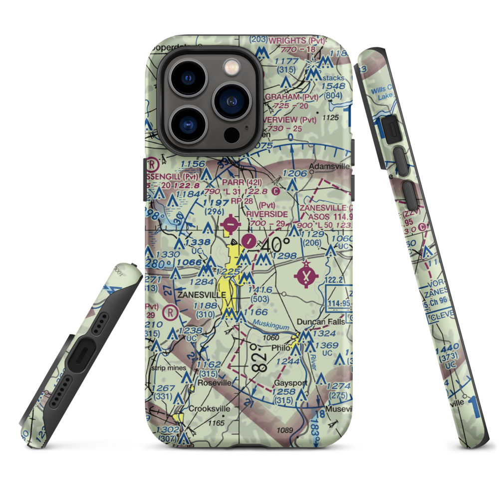 Riverside Airport (OH36) VFR Sectional  Tough iPhone Case iPhone 14 Pro Max model shown