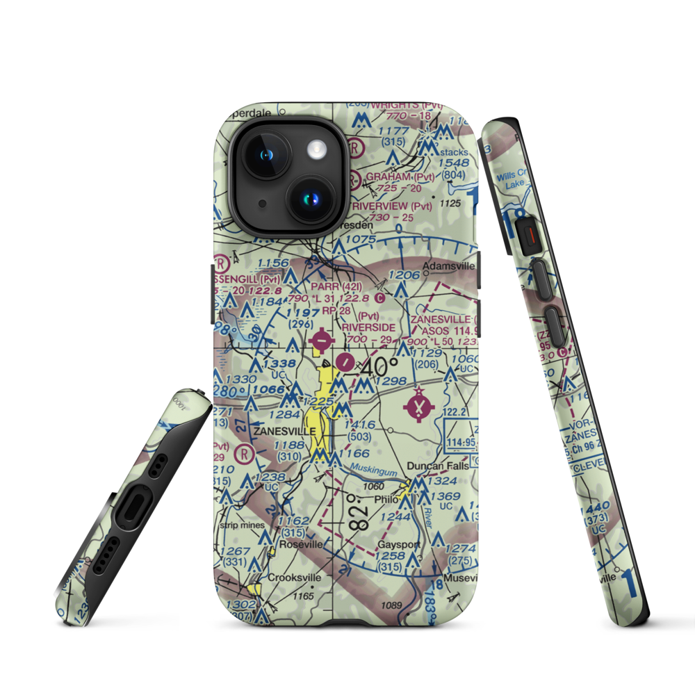 Riverside Airport (OH36) VFR Sectional  Tough iPhone Case iPhone 15 model shown