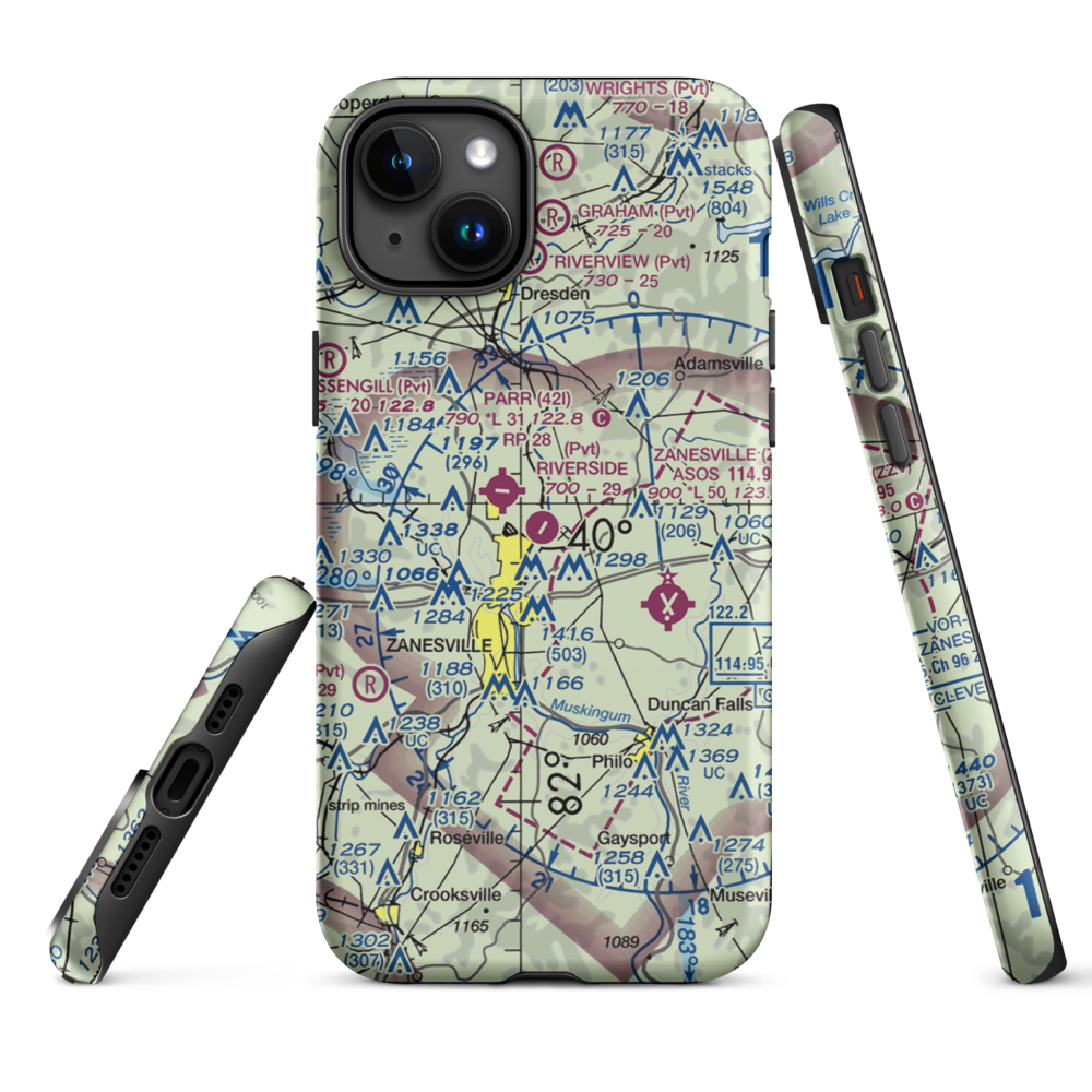 Riverside Airport (OH36) VFR Sectional  Tough iPhone Case iPhone 15 Plus model shown