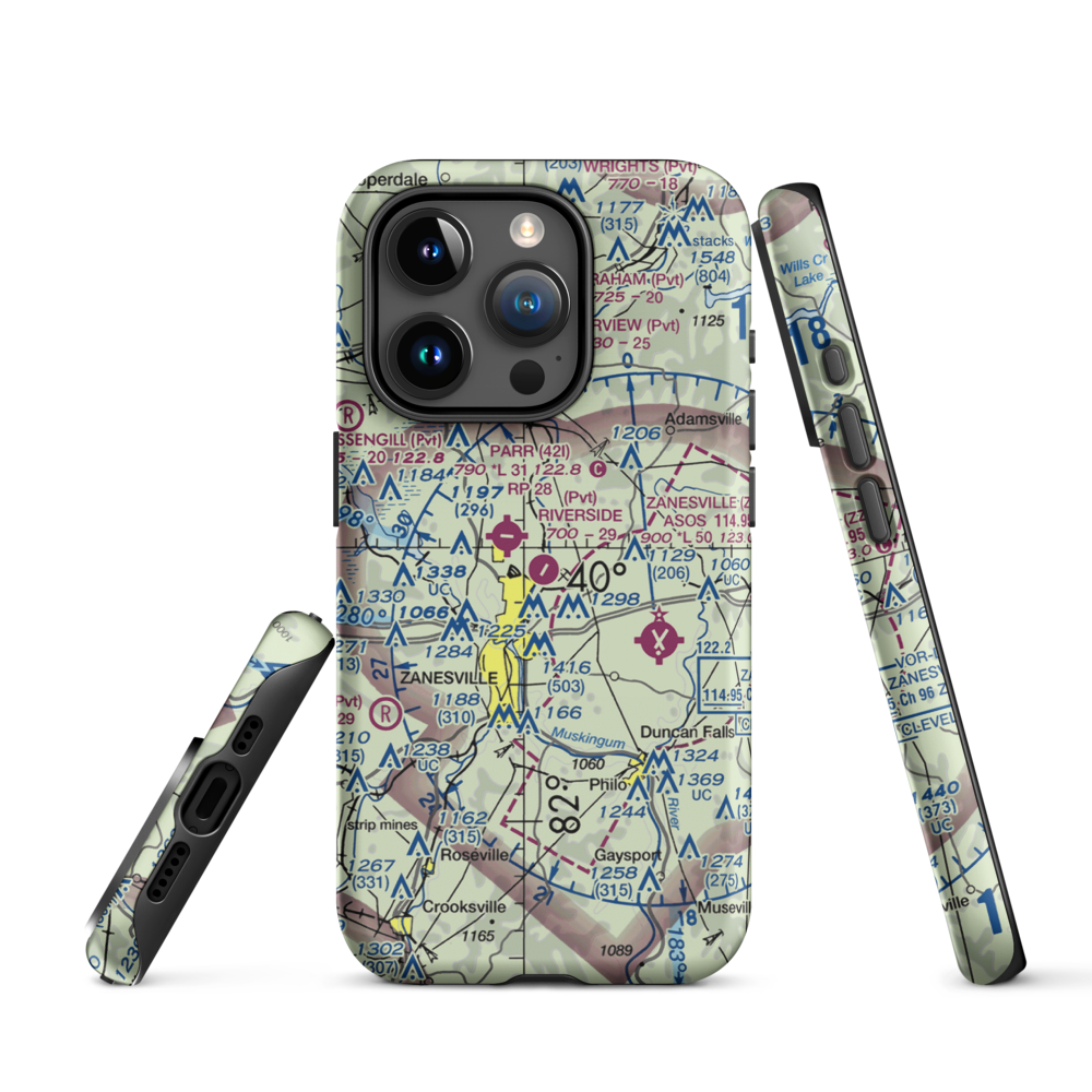 Riverside Airport (OH36) VFR Sectional  Tough iPhone Case iPhone 15 Pro model shown