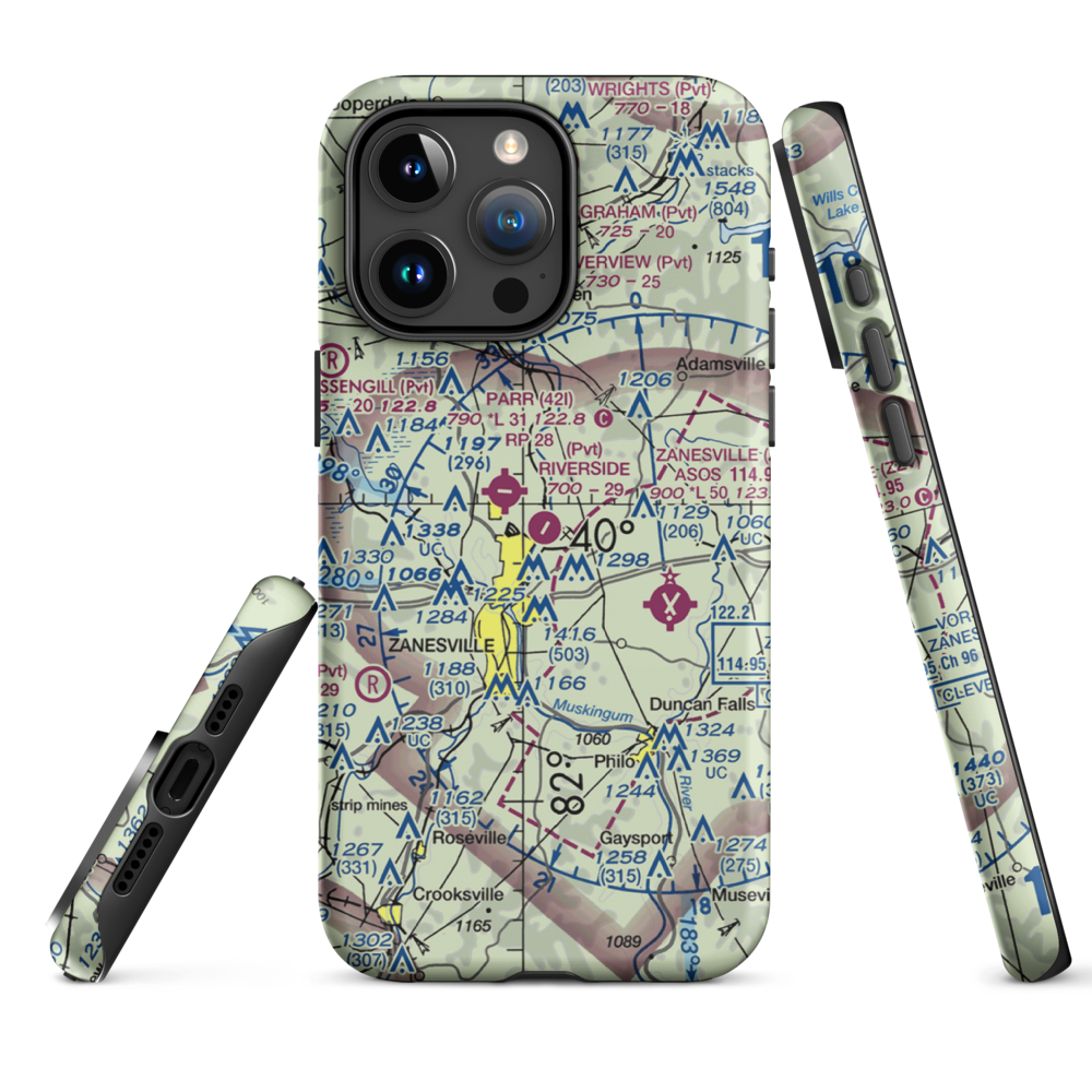 Riverside Airport (OH36) VFR Sectional  Tough iPhone Case iPhone 15 Pro Max model shown