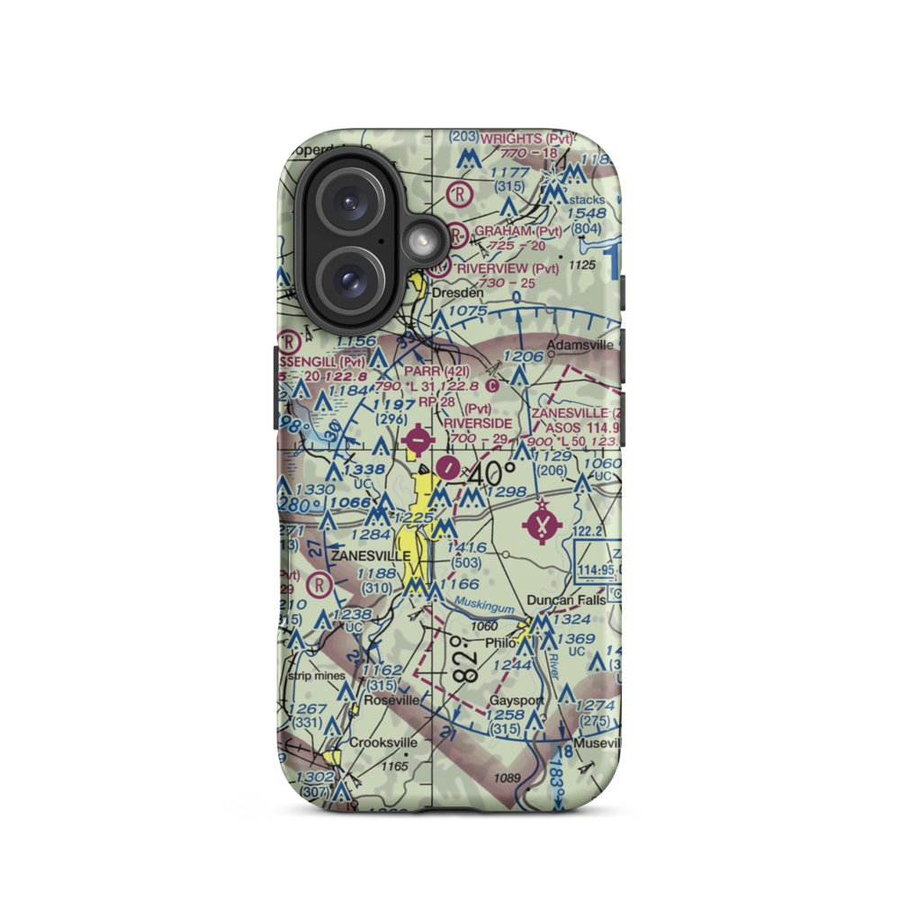 Riverside Airport (OH36) VFR Sectional  Tough iPhone Case iPhone 16 model shown