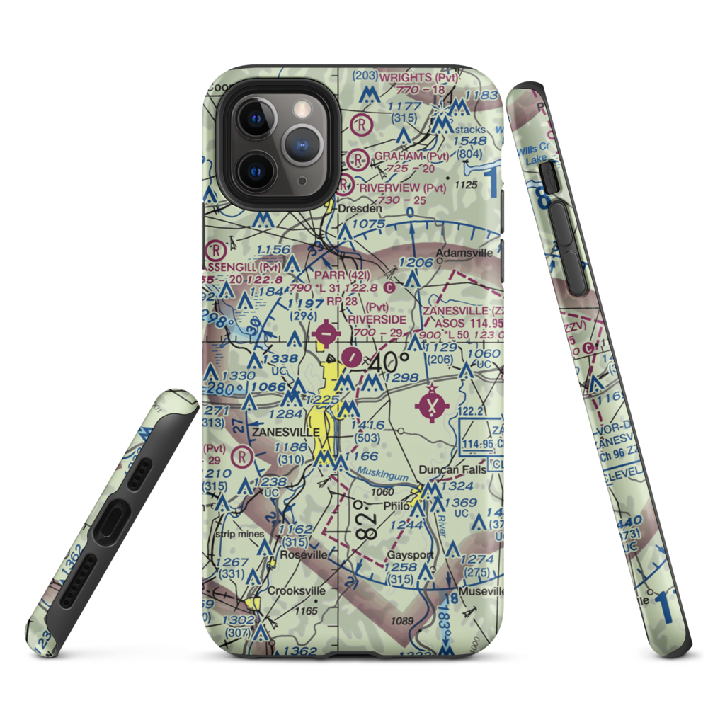 Riverside Airport (OH36) VFR Sectional  Tough iPhone Case iPhone 11 Pro Max model shown