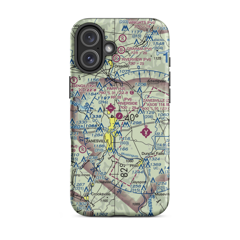 Riverside Airport (OH36) VFR Sectional  Tough iPhone Case iPhone 16 Plus model shown
