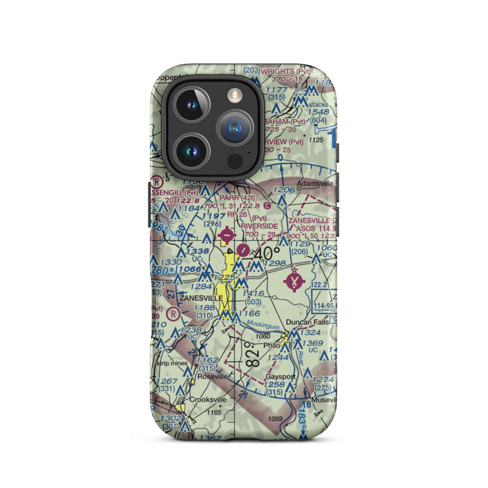 Riverside Airport (OH36) VFR Sectional  Tough iPhone Case iPhone 16 Pro model shown