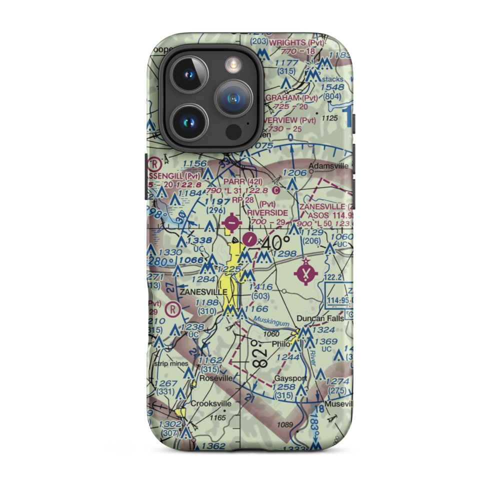 Riverside Airport (OH36) VFR Sectional  Tough iPhone Case iPhone 16 Pro Max model shown
