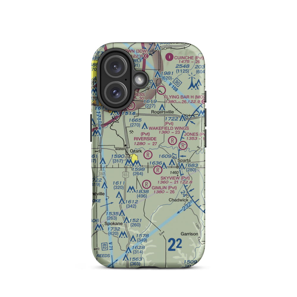 Riverside Landings Airport (6MO7) VFR Sectional  Tough iPhone Case iPhone 16 model shown