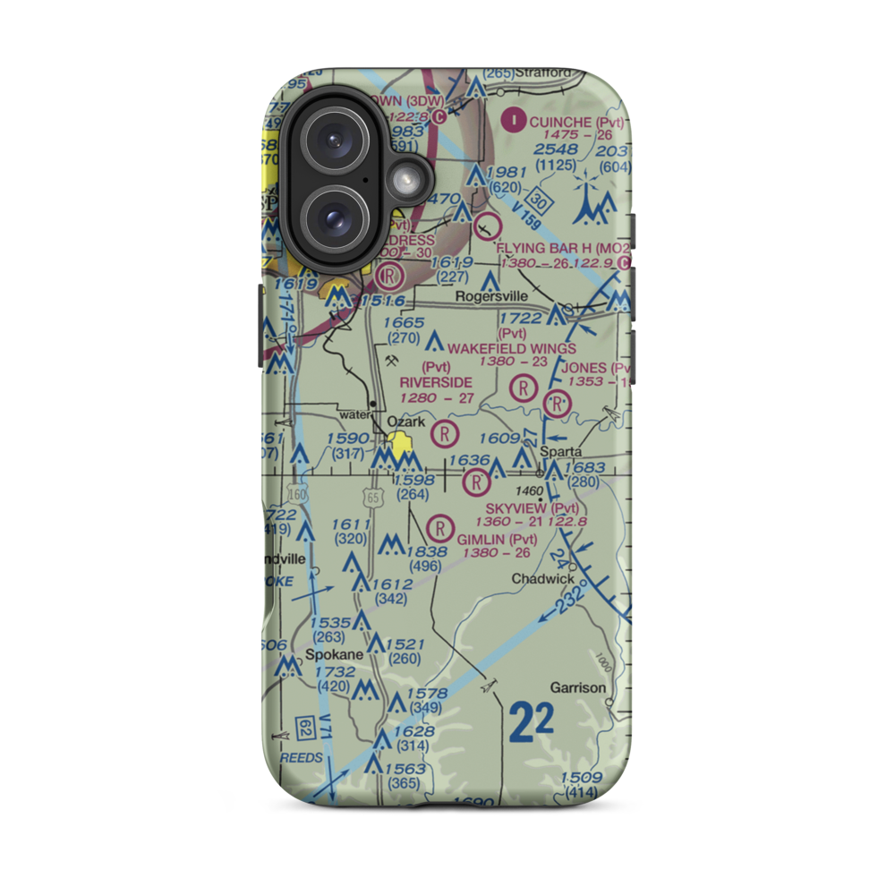 Riverside Landings Airport (6MO7) VFR Sectional  Tough iPhone Case iPhone 16 Plus model shown
