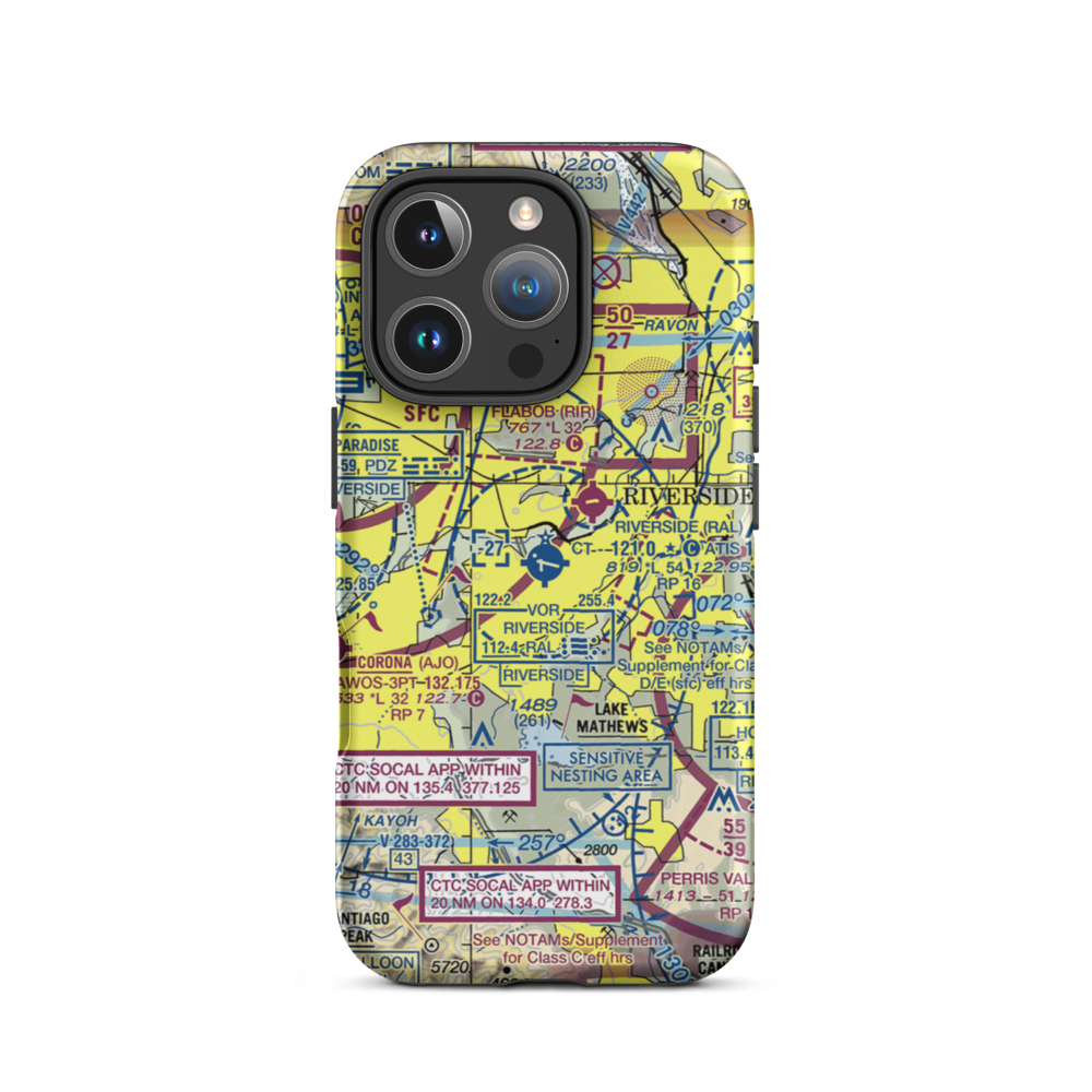 Riverside Municipal Airport (RAL) VFR Sectional  Tough iPhone Case iPhone 16 Pro model shown