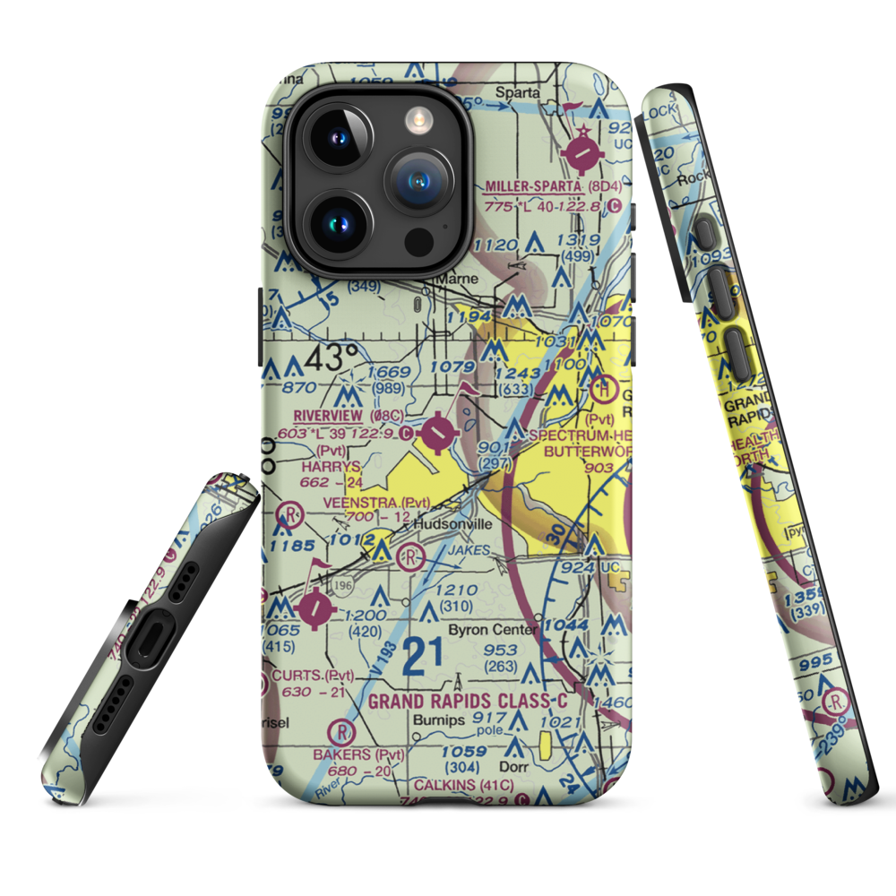 Riverview Airport (08C) VFR Sectional  Tough iPhone Case iPhone 15 Pro Max model shown