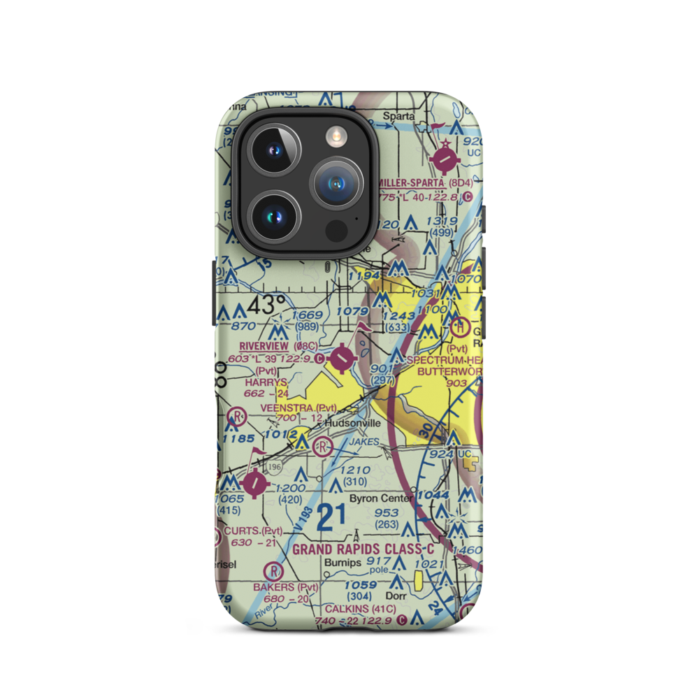 Riverview Airport (08C) VFR Sectional  Tough iPhone Case iPhone 16 Pro model shown