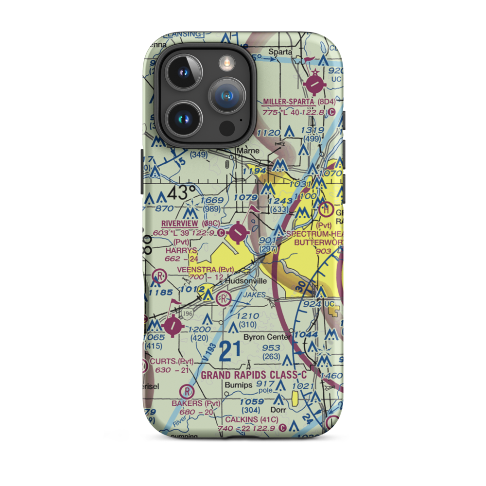 Riverview Airport (08C) VFR Sectional  Tough iPhone Case iPhone 16 Pro Max model shown