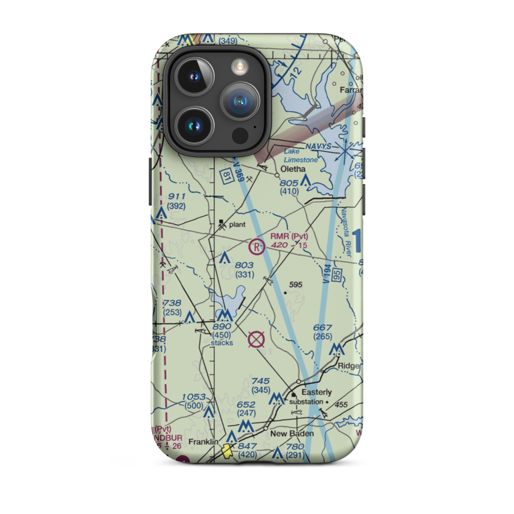 Rmr Ranch Airport (1TE9) VFR Sectional  Tough iPhone Case iPhone 16 Pro Max model shown