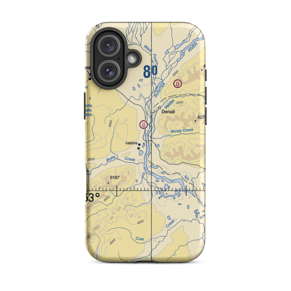 Road Commission Nr 1 Airport (0Z2) VFR Sectional  Tough iPhone Case iPhone 16 Plus model shown
