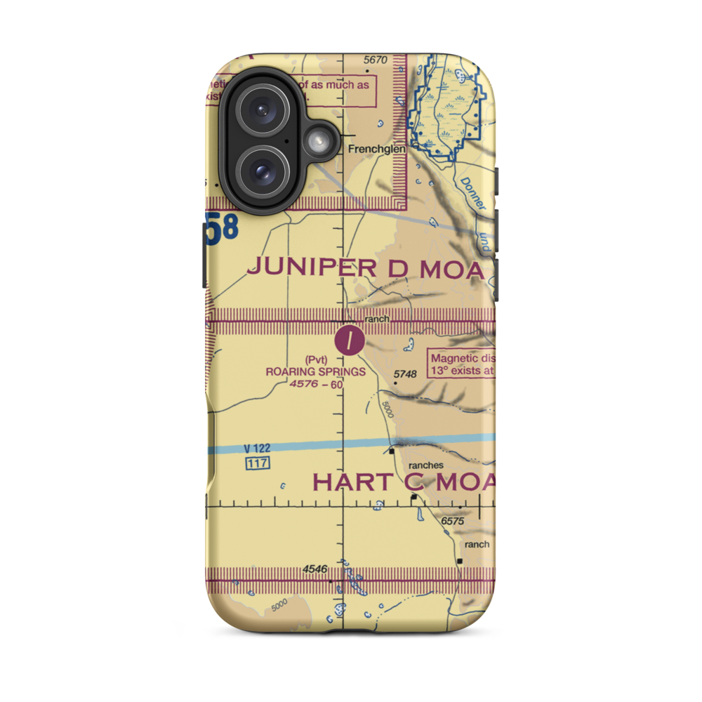 Roaring Springs Ranch Airport (OR10) VFR Sectional  Tough iPhone Case iPhone 16 Plus model shown