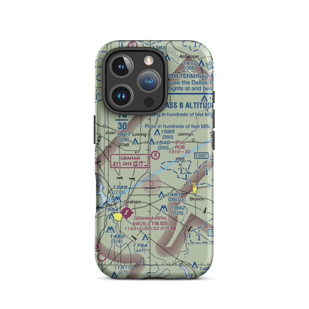 Rob Airport (95TS) VFR Sectional  Tough iPhone Case iPhone 16 Pro model shown